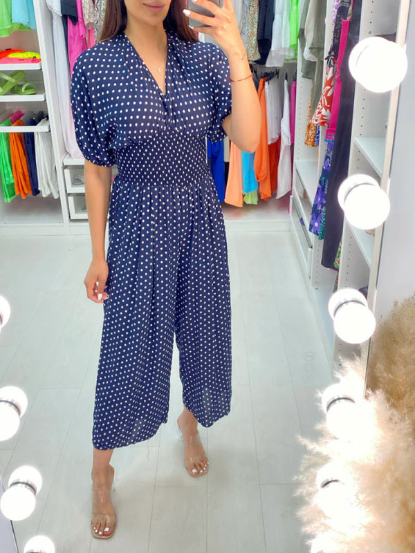 🎉Hot Sale - 49% off🔥 Polka Dot Printed Elastic Waist Jumpsuit