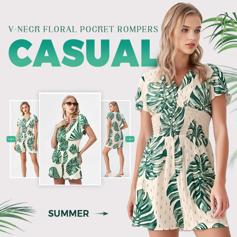 🌸Spring Sale🔥Casual Floral Polka Dot Pocket Rompers🌸