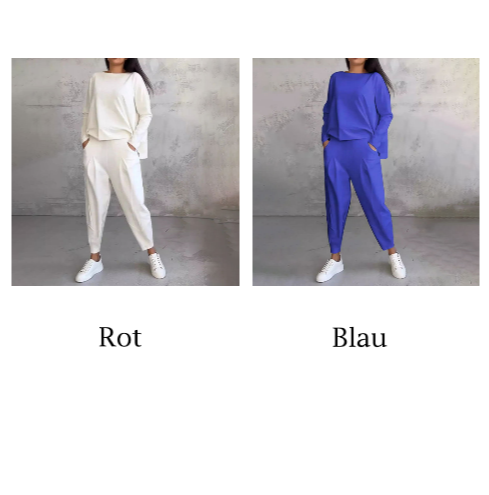 Round-Neck Long-Sleeved Top & Pants 2-Piece Set