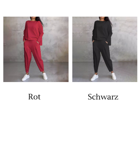 Round-Neck Long-Sleeved Top & Pants 2-Piece Set