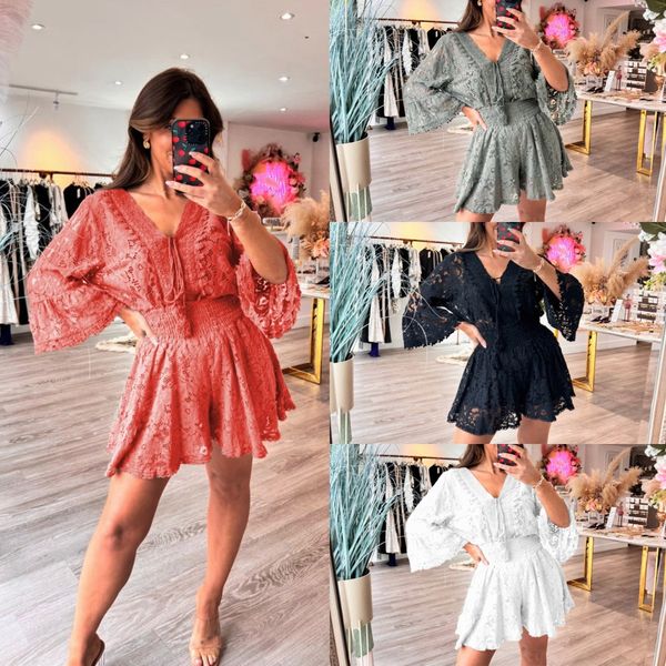 🔥2025 Hot Sale🔥Casual Short V-Neck Lace Suit