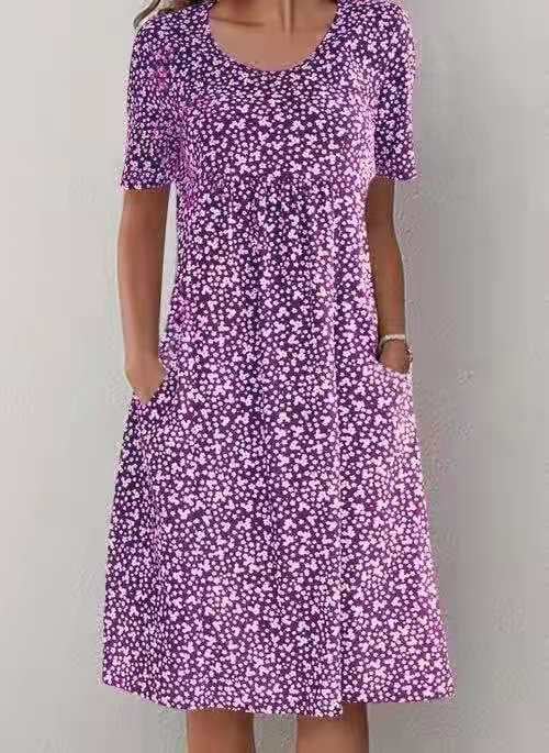 🌸2025 NEW SALES - 50% OFF🌸Casual Women Cotton Scoop Neck Floral Dress (8 Colors with Pockets)