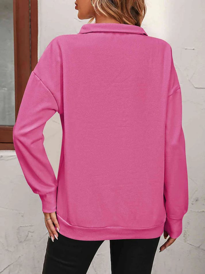 💝Hot Sale💕Womens Zip-Up Dropped Shoulder Sweatshirt