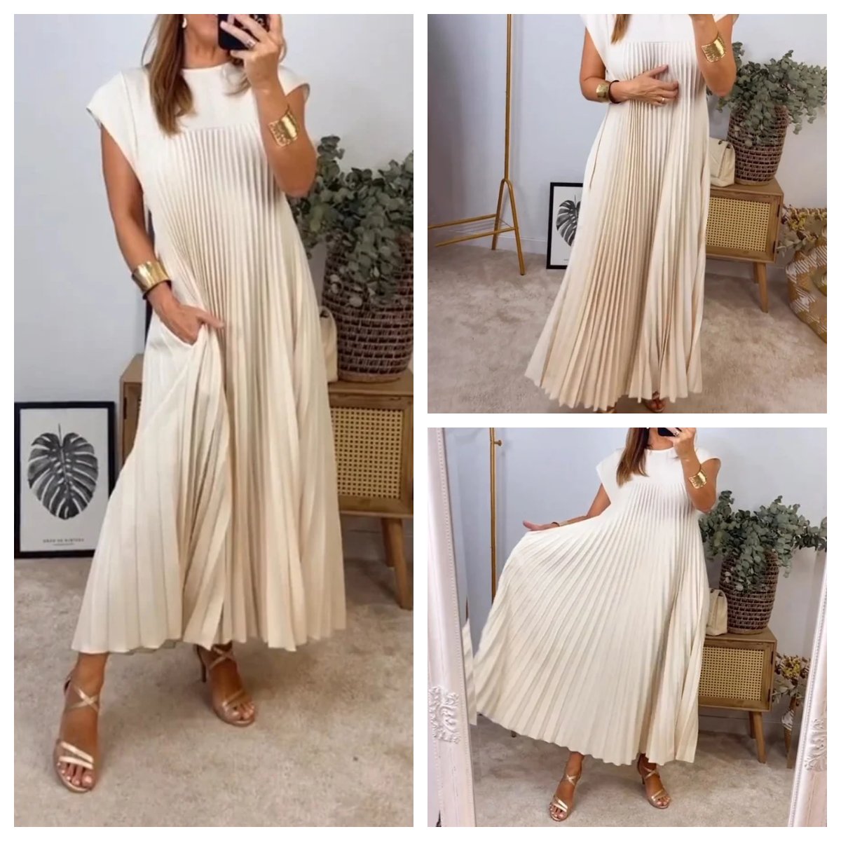 🌸Seasonal Sale-49%OFF👗Sleeveless pleated simple solid color dress