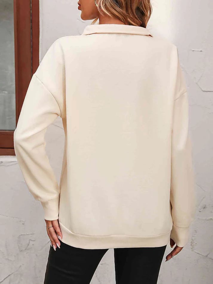 💝Hot Sale💕Womens Zip-Up Dropped Shoulder Sweatshirt