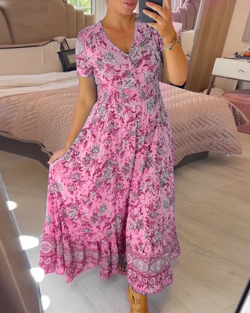 (💃Hot Sale - 56% OFF🔥) Floral Print V-neck Dress