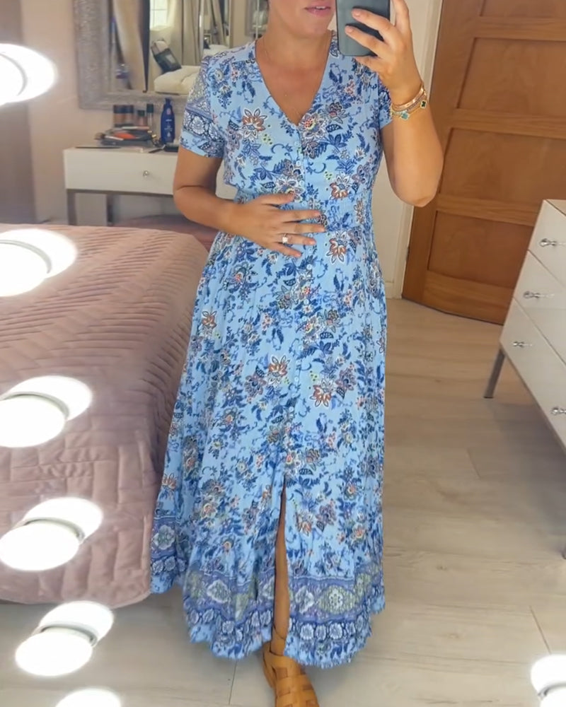 (💃Hot Sale - 56% OFF🔥) Floral Print V-neck Dress