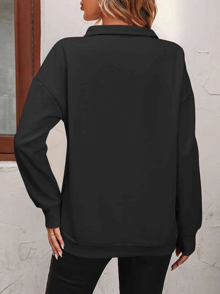 💝Hot Sale💕Womens Zip-Up Dropped Shoulder Sweatshirt