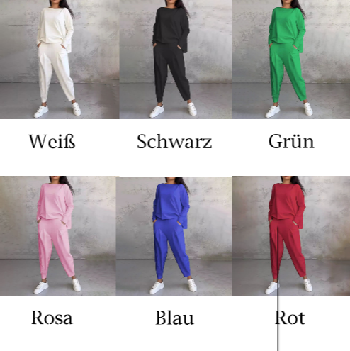 Round-Neck Long-Sleeved Top & Pants 2-Piece Set