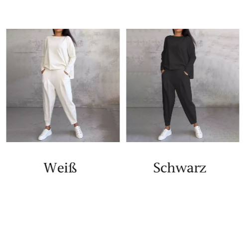 Round-Neck Long-Sleeved Top & Pants 2-Piece Set