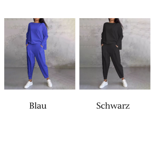 Round-Neck Long-Sleeved Top & Pants 2-Piece Set