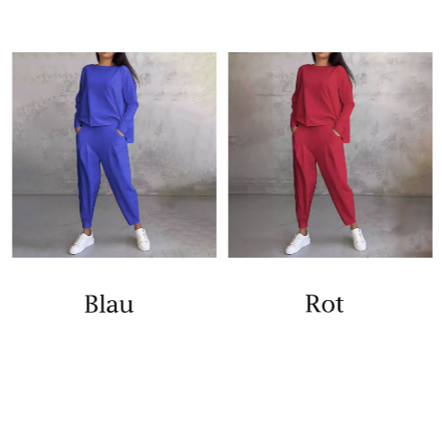 Round-Neck Long-Sleeved Top & Pants 2-Piece Set