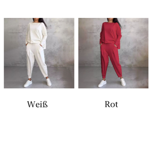 Round-Neck Long-Sleeved Top & Pants 2-Piece Set