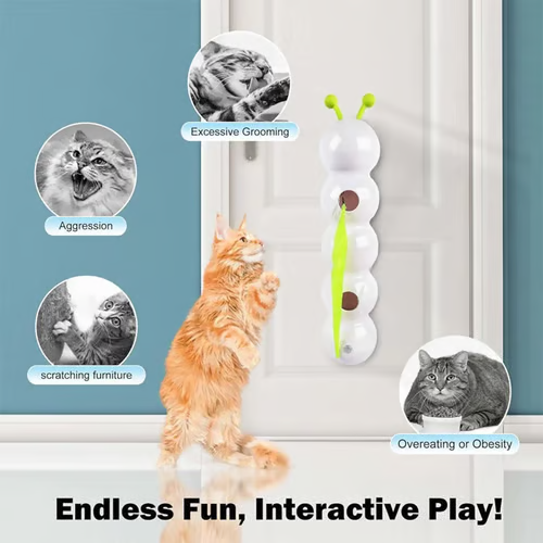 💥2025 Hot Sale🐛Interactive Electric Caterpillar Cat Toy