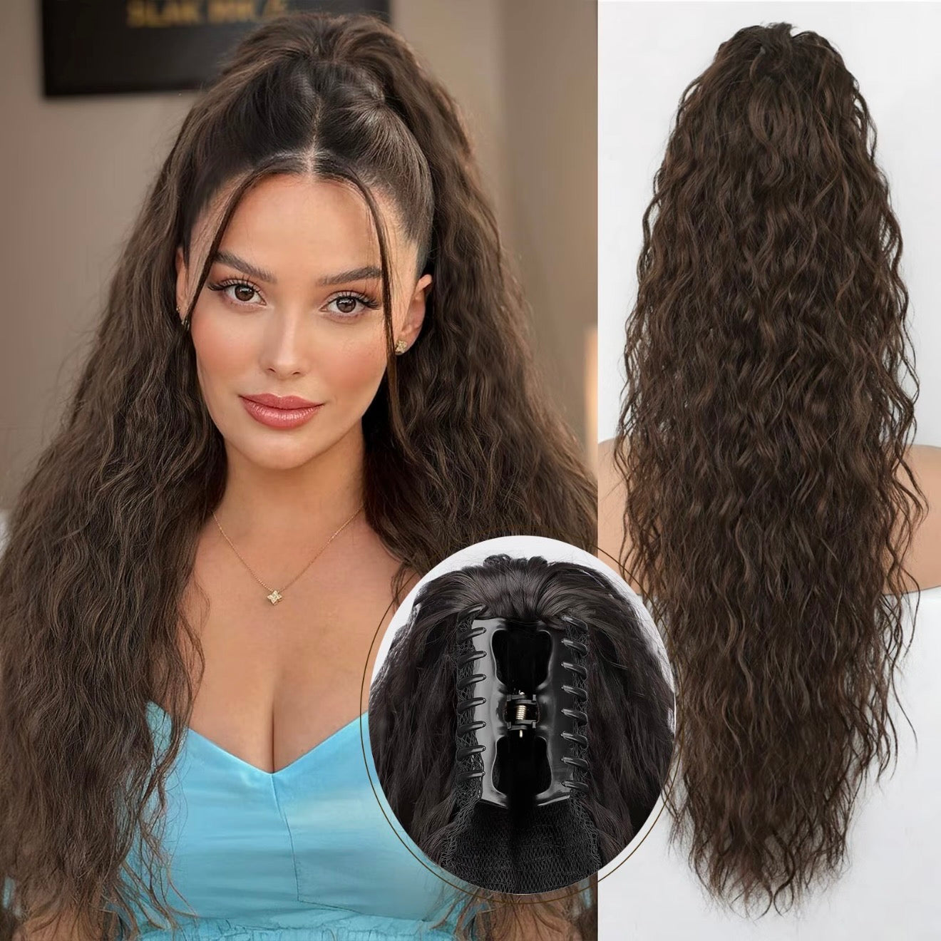 🫧🫧Limited Price £14.99-Last Day Promotion 49%OFF🫧Curly Wavy Frizzy Hair Extension with Ponytail