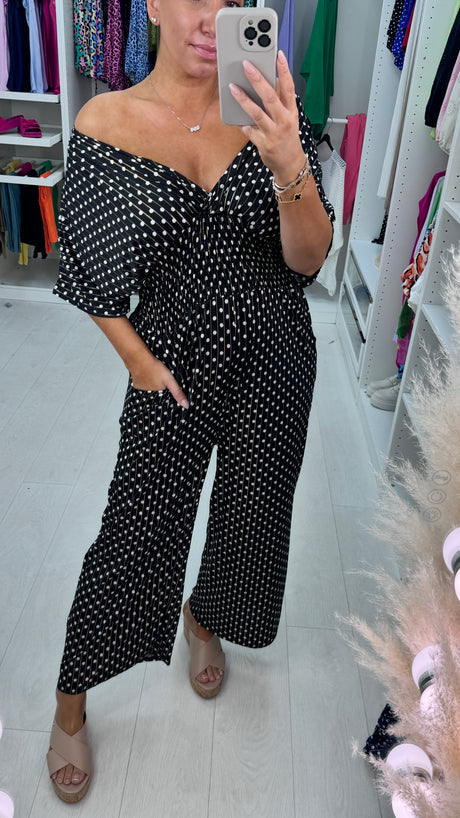 🎉Hot Sale - 49% off🔥 Polka Dot Printed Elastic Waist Jumpsuit