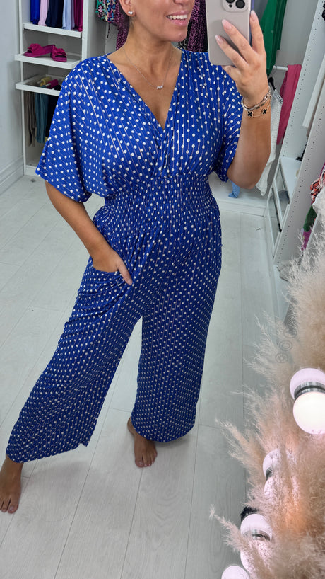 🎉Hot Sale - 49% off🔥 Polka Dot Printed Elastic Waist Jumpsuit