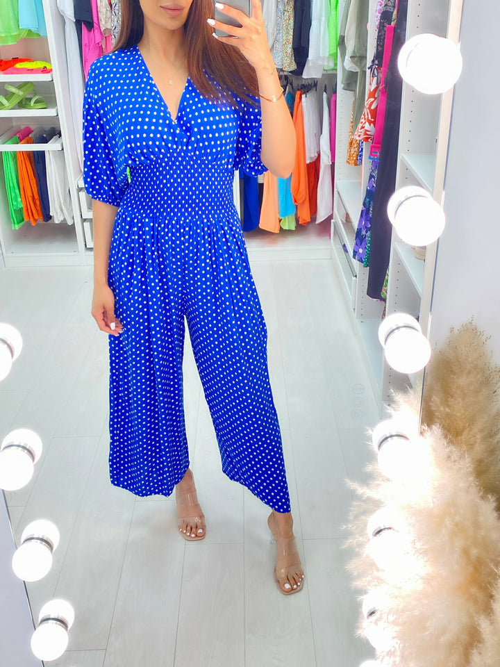 🎉Hot Sale - 49% off🔥 Polka Dot Printed Elastic Waist Jumpsuit