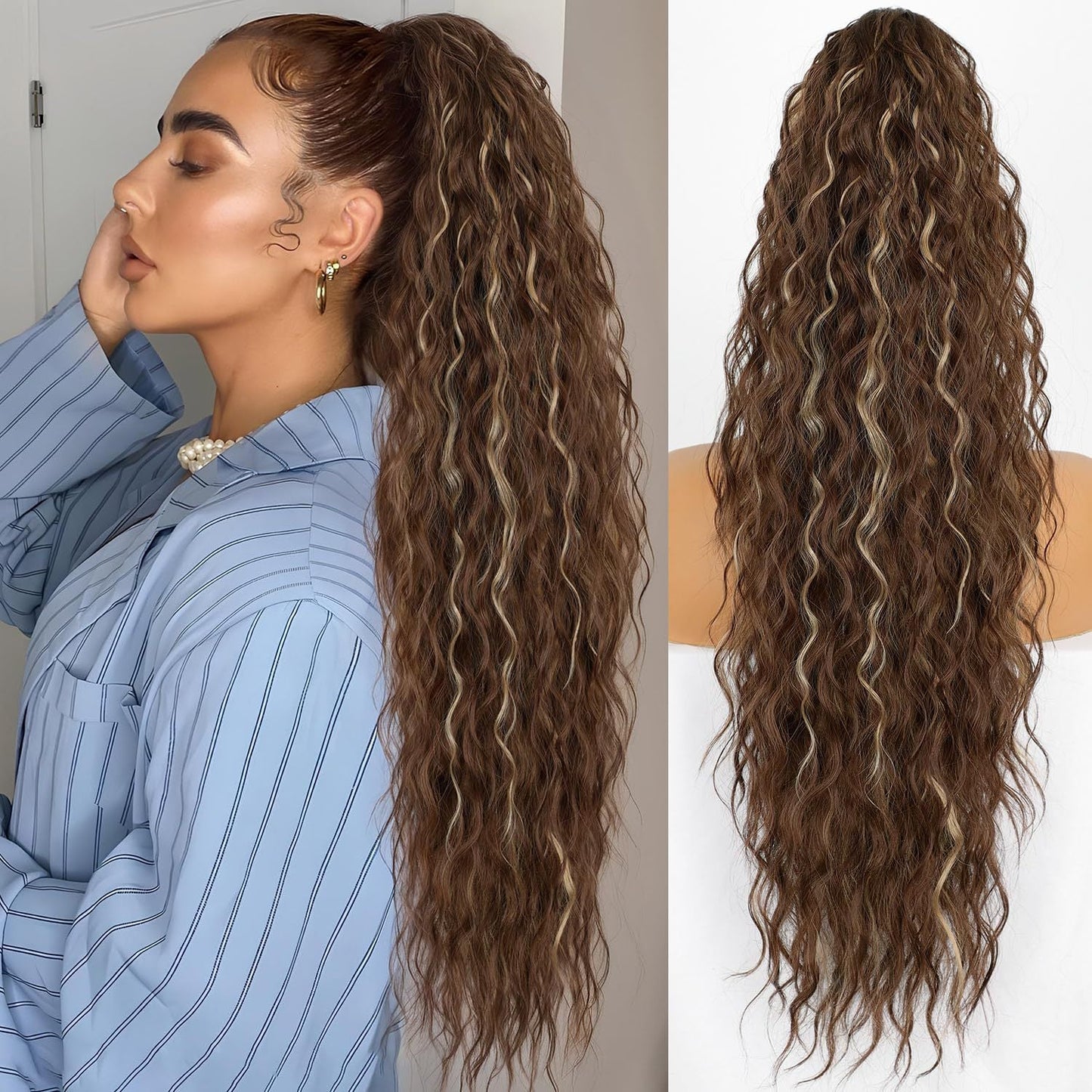 🫧🫧Limited Price £14.99-Last Day Promotion 49%OFF🫧Curly Wavy Frizzy Hair Extension with Ponytail
