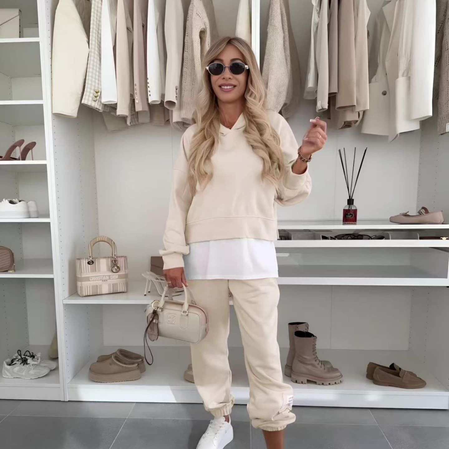 Women's Hooded Patchwork Casual Sweatshirt Suit