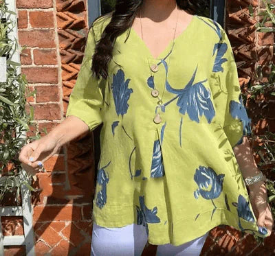 🔥Limited time 50% off🔥Women's Linen V-Neck Loose Top