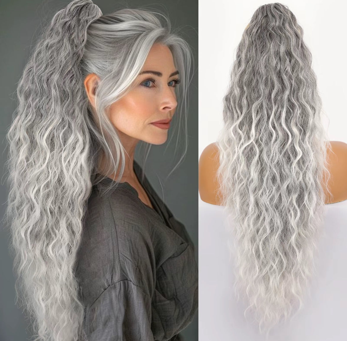 🫧🫧Limited Price £14.99-Last Day Promotion 49%OFF🫧Curly Wavy Frizzy Hair Extension with Ponytail