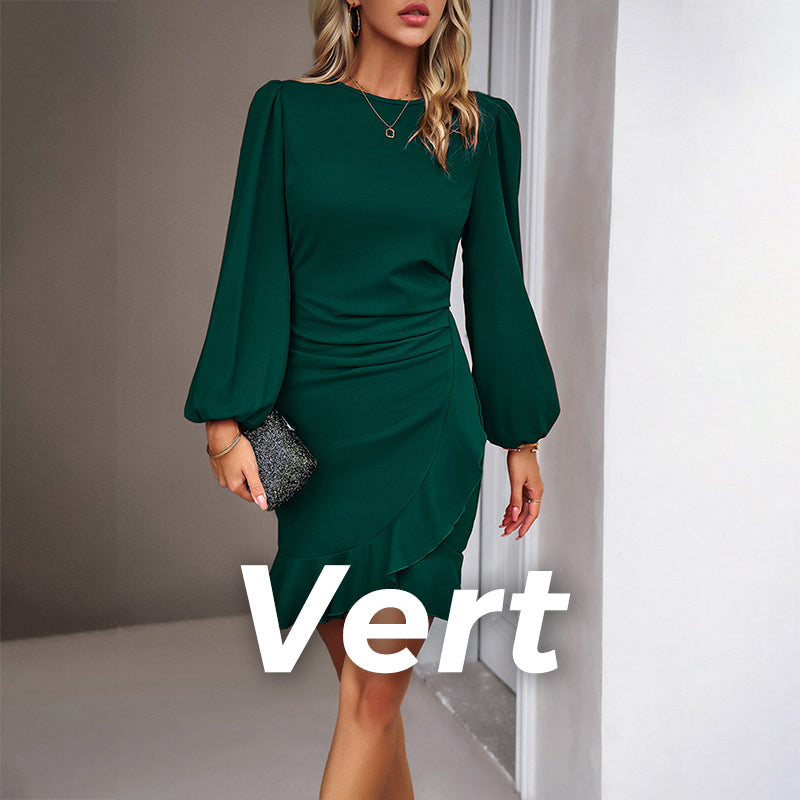 💝Elegant women's dress with puff sleeves and fringed hem🎉