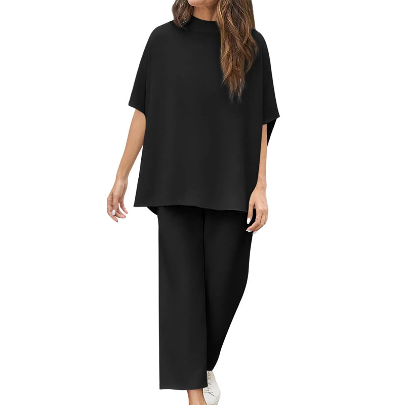 Set of wide trousers with 3/4 sleeves for women