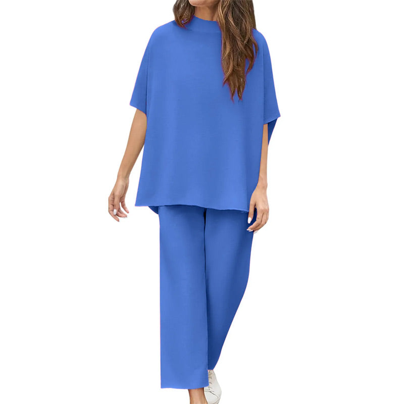 Set of wide trousers with 3/4 sleeves for women