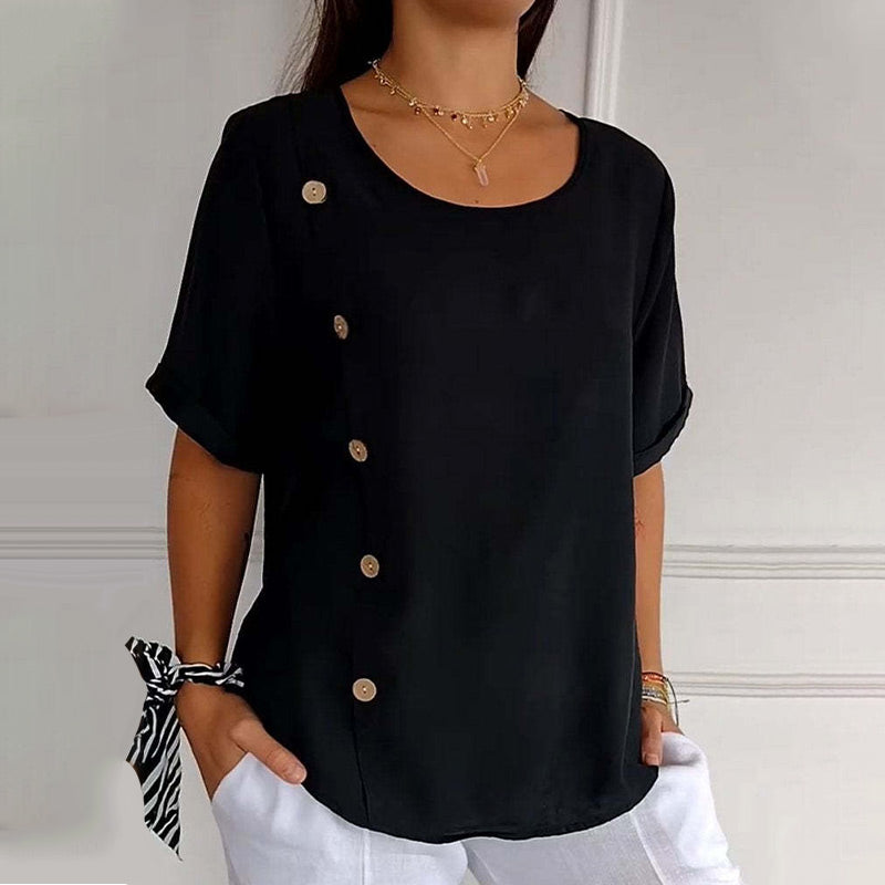 🎁 Hot Sale 49% OFF 🔥Women's Crew Neck Side Button Blouse💖