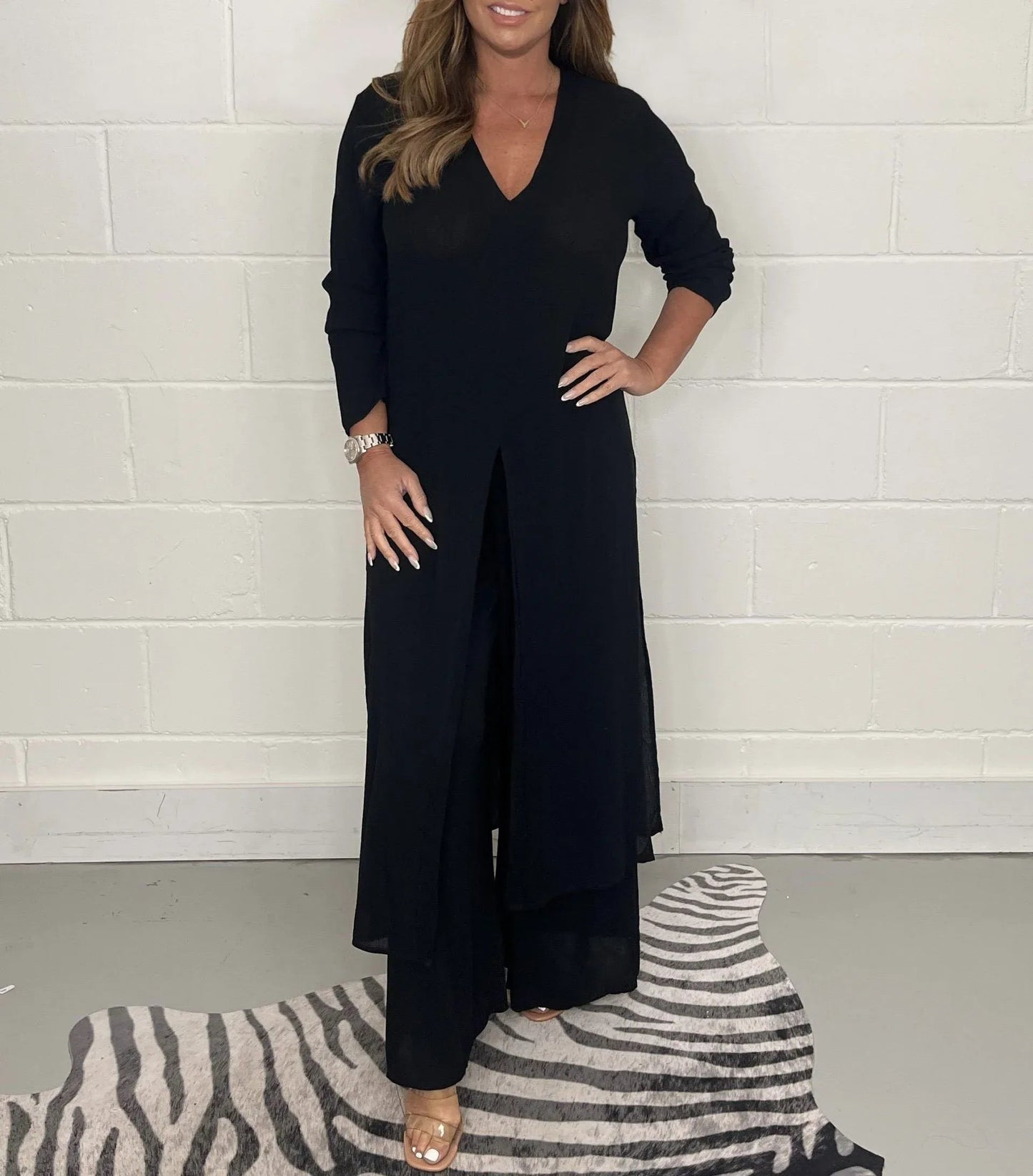 Two Piece Casual Long Top and Casual Trousers😍