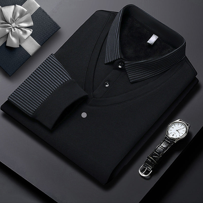 🔥Winter Warmer🔥Men's Lapel Faux Two-Piece Knitted Shirt