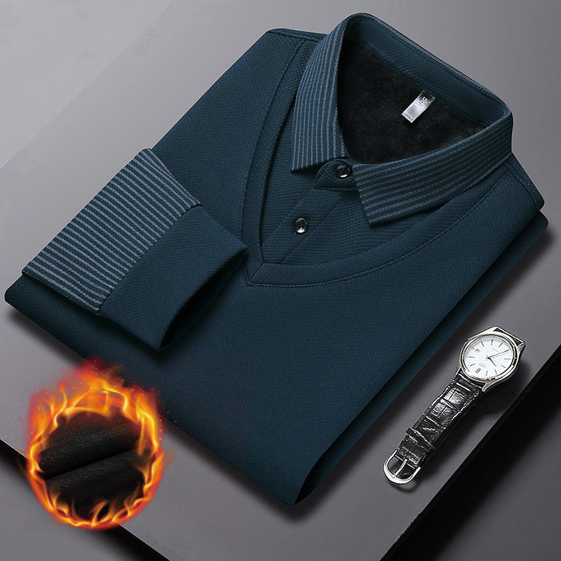 🔥Winter Warmer🔥Men's Lapel Faux Two-Piece Knitted Shirt