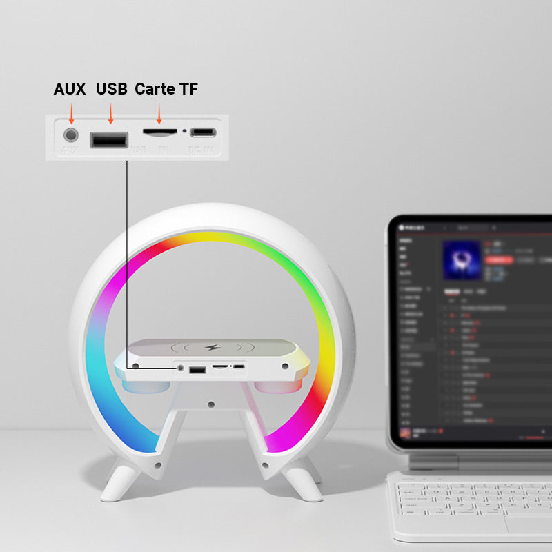 🔥Last Day 49% Off🔥Multifunctional Bluetooth Speaker - Colorful Atmosphere Light Wireless Charging and Clock All-in-one Machine