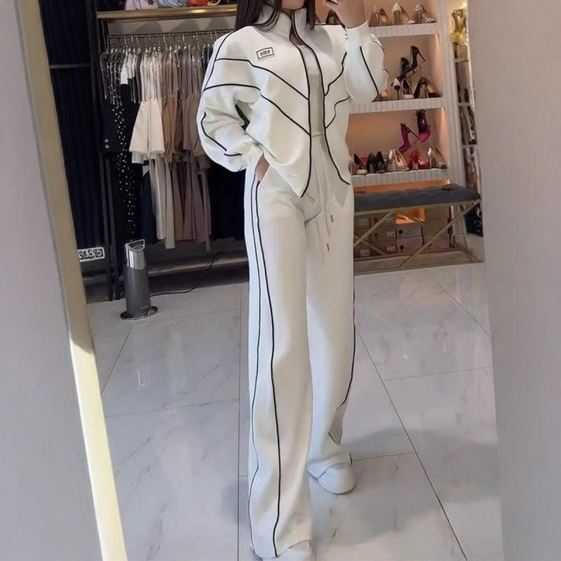 💥Hot Sale 50% OFF🔥Turtleneck Striped Top & Wide-Leg Pants 2-Piece Set