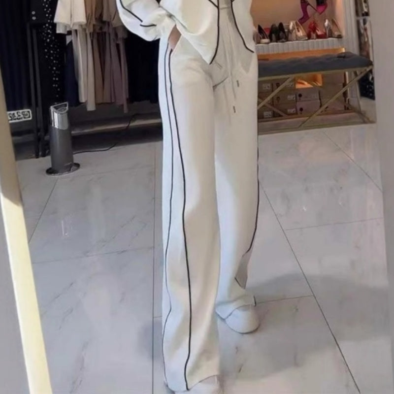 💥Hot Sale 50% OFF🔥Turtleneck Striped Top & Wide-Leg Pants 2-Piece Set