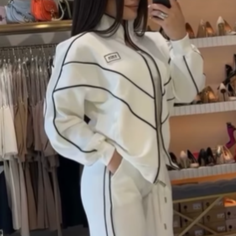💥Hot Sale 50% OFF🔥Turtleneck Striped Top & Wide-Leg Pants 2-Piece Set
