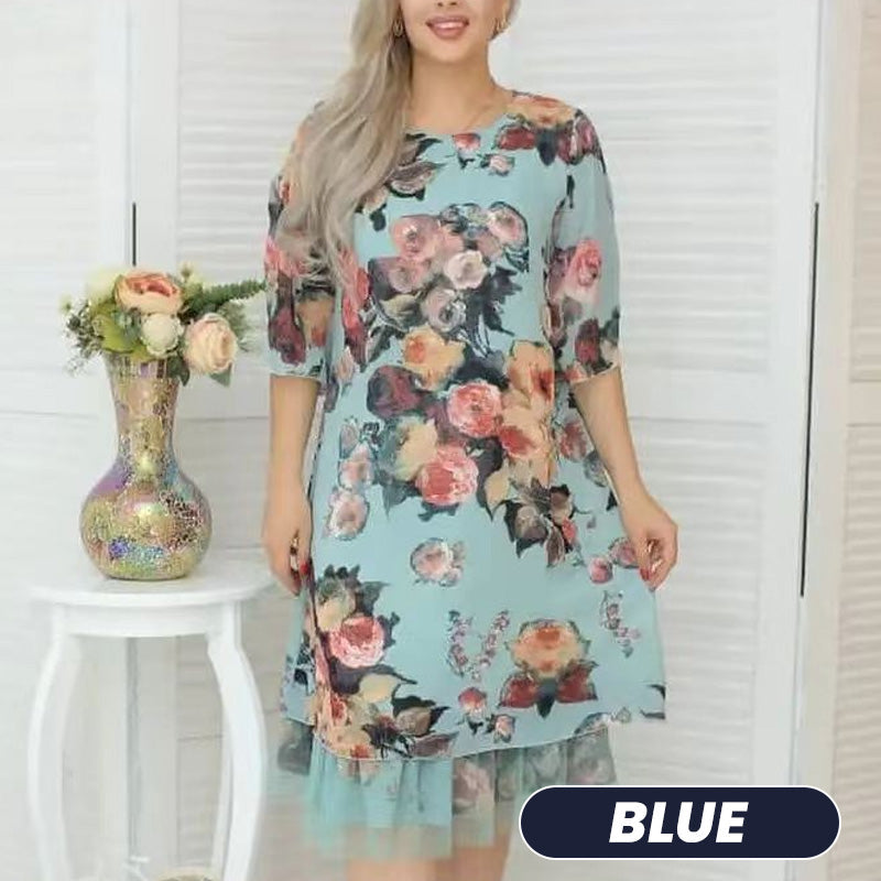 New Arrival🌸Women's Elegant Rose Print Loose Dress
