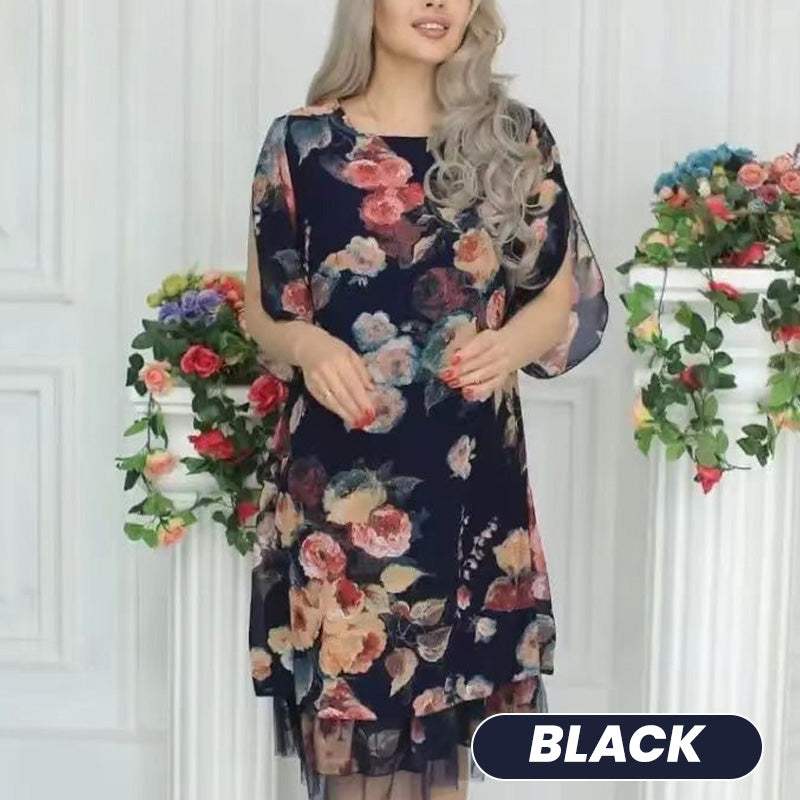 New Arrival🌸Women's Elegant Rose Print Loose Dress