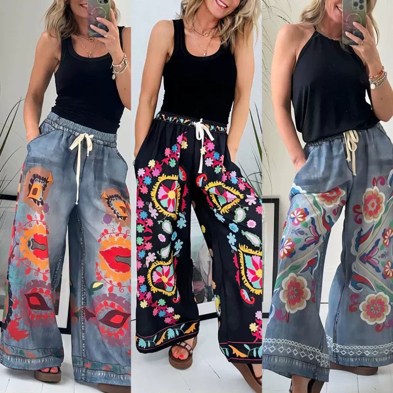 2025 New Arrival- 49% OFF🔥Women's Drawstring Faux Denim Casual Pants