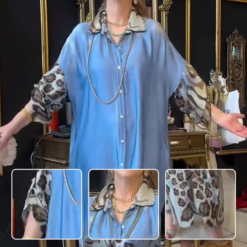 🌸Spring Specials🌸Women's Printed Lapel Long-Sleeved Maxi Dress
