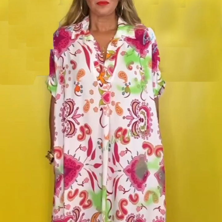 Women's Loose Printed Dress with Pockets