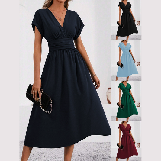 Women's V-neck Nipped-in Waist Dress