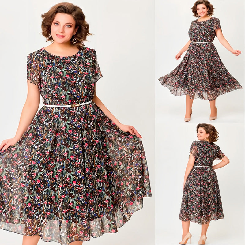 🔥2025 New-🌸Flowy Floral Dress with Delicate White Belt
