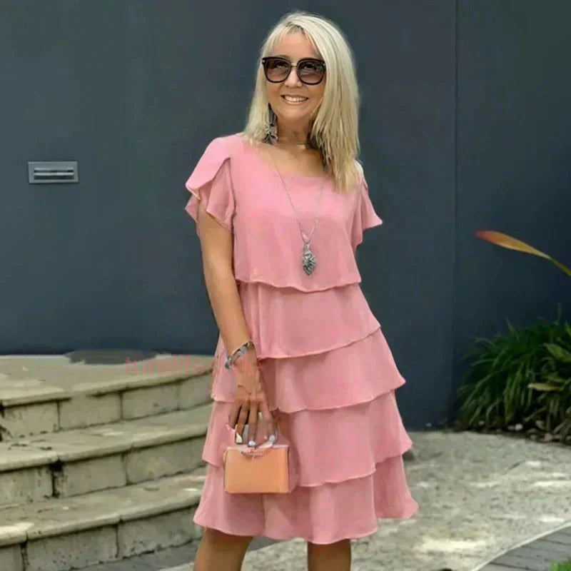 🔥HOT SALE 49% OFF🔥Women's Casual Wave Cut Ruffle Dress