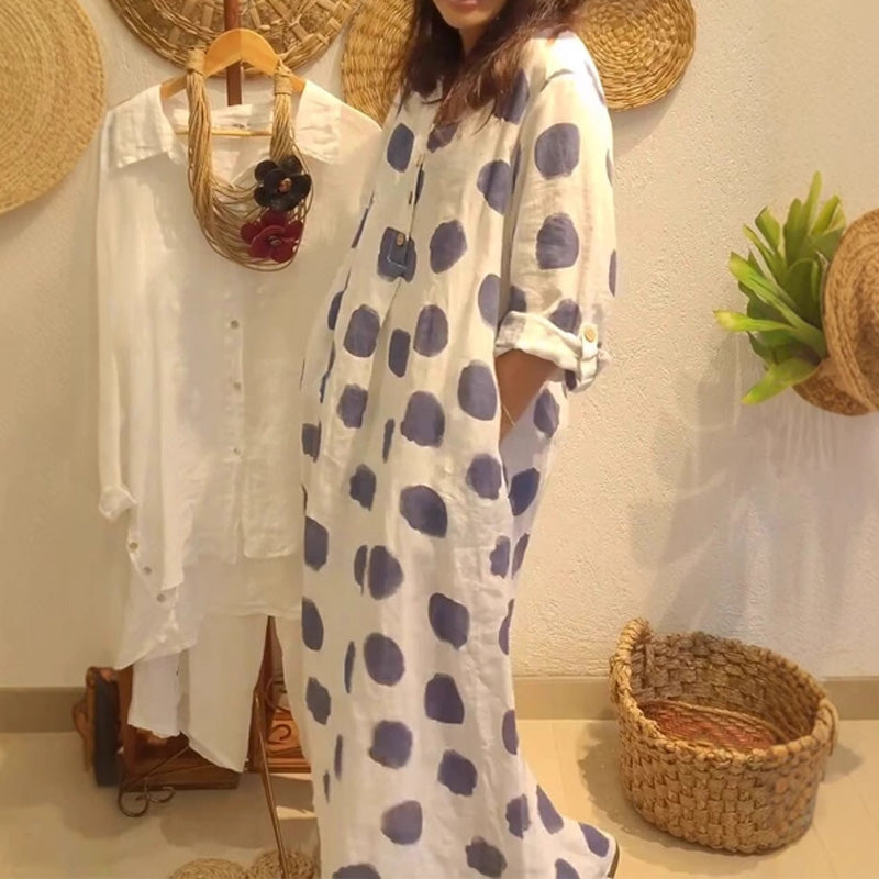 Women’s Casual Polka Dot V-Neck Loose Fit Dress