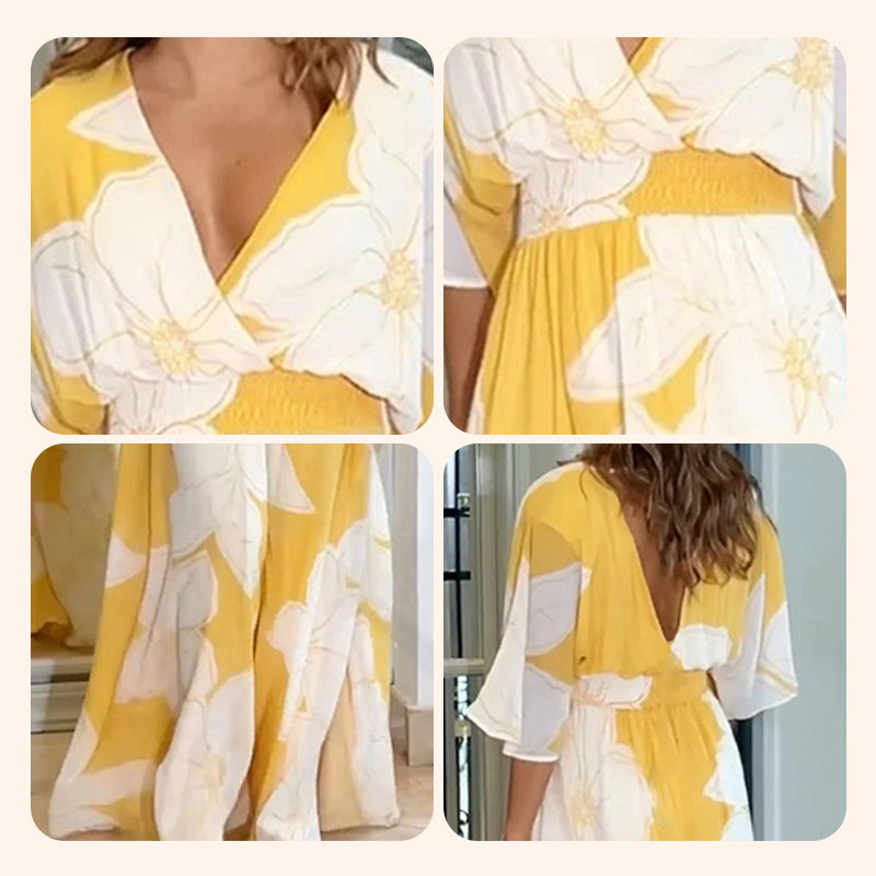 🔥🔥2025 Summer New- 💥Women's Printed Backless Loose Flowing Beach Dress