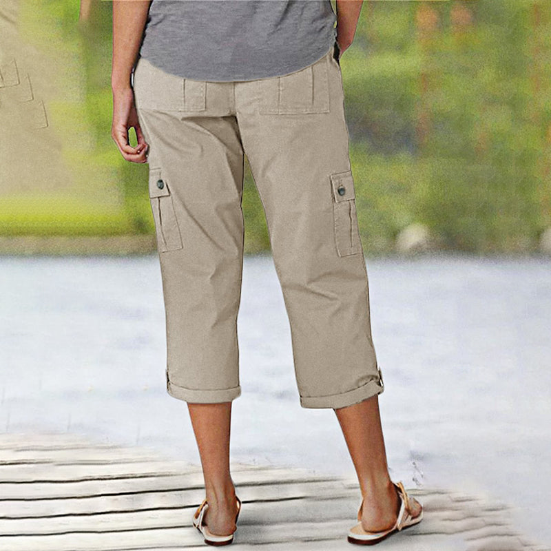 🌈Summer New Products-🔥Multi-Pocket Solid Color Casual Cargo Capri Pants