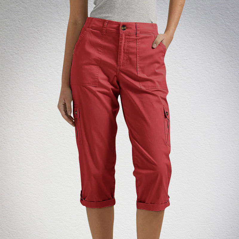 🌈Summer New Products-🔥Multi-Pocket Solid Color Casual Cargo Capri Pants