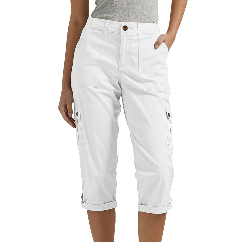 🌈Summer New Products-🔥Multi-Pocket Solid Color Casual Cargo Capri Pants